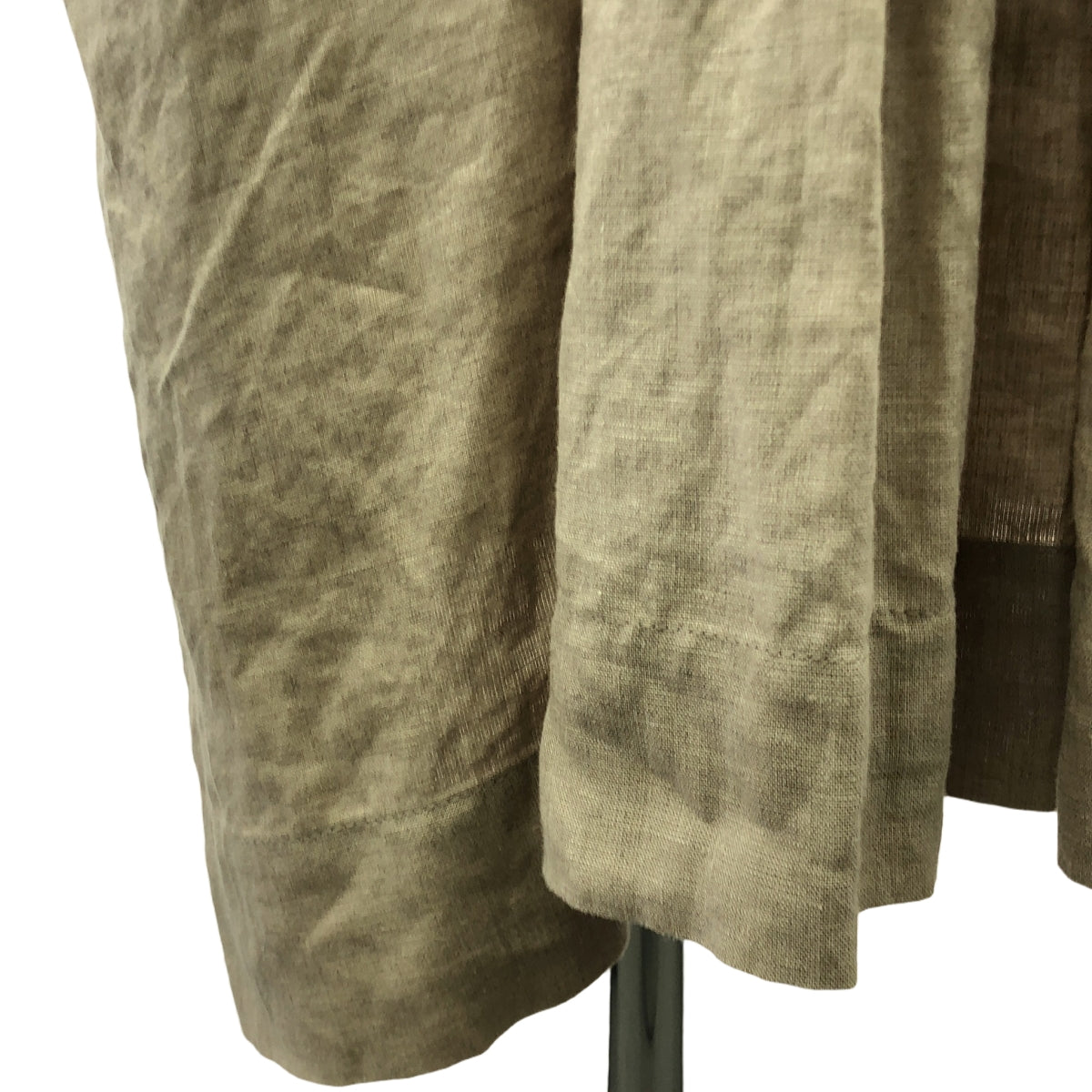 【미품】 TOWAVASE / 트와바즈 | 린넨 장식 밴드 컬러 주름 볼륨 원피스 | 베이지 | 여성