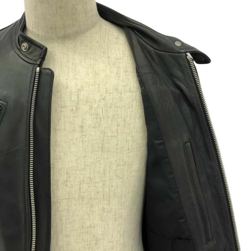 [狀況良好] Maison Margiela | 2019春夏 | 5 拉鍊皮夾克 |皮革八字形單人騎士夾克 |全襯裡 | 46 |黑色 |男士