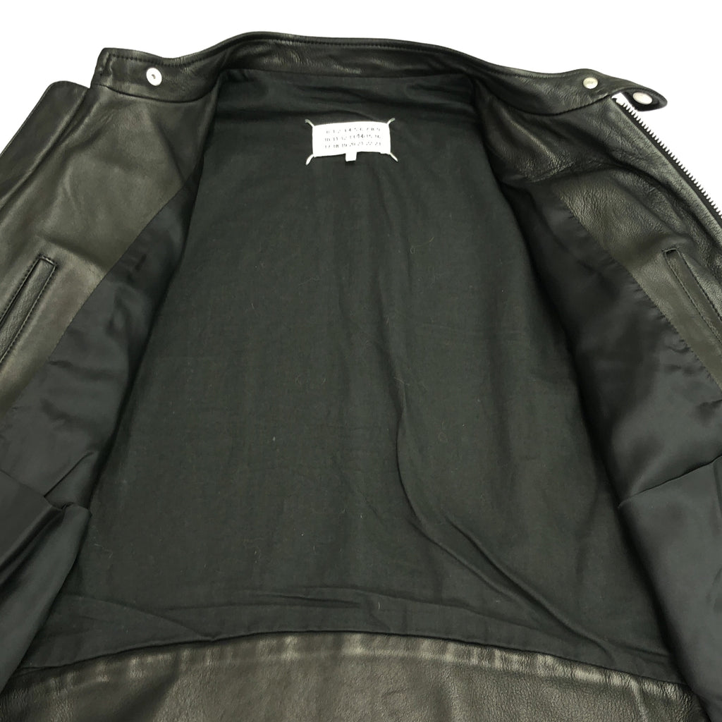[狀況良好] Maison Margiela | 2019春夏 | 5 拉鍊皮夾克 |皮革八字形單人騎士夾克 |全襯裡 | 46 |黑色 |男士