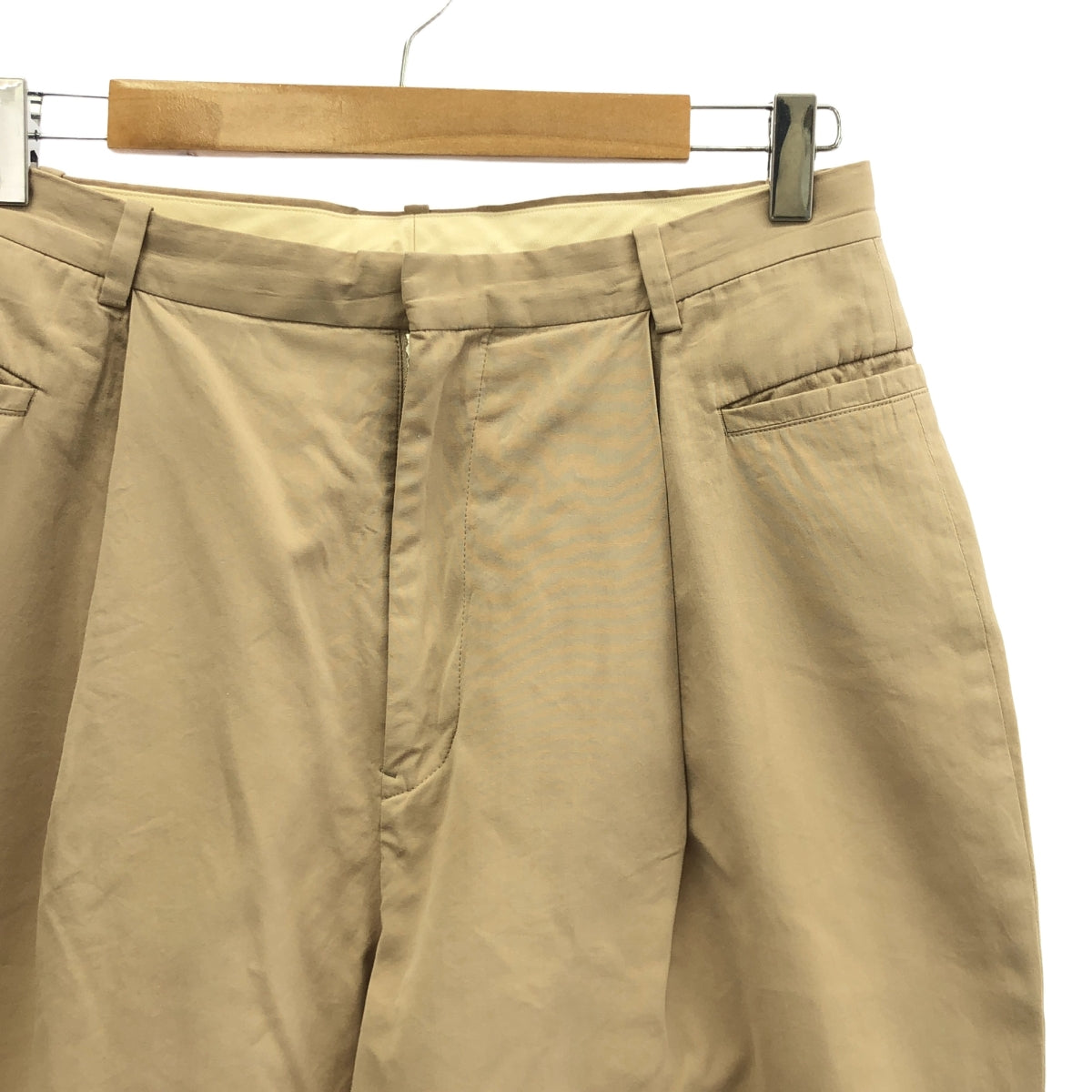 mina perhonen / ミナペルホネン | コットン シルク 2タック パンツ | 38 | ベージュ | レディース