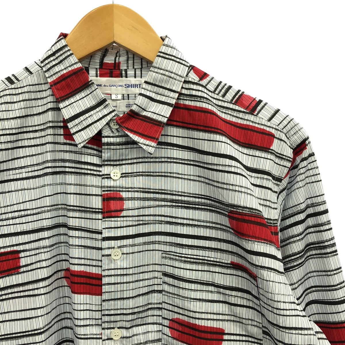 COMME des GARCONS SHIRT | All-over print regular collar shirt | S | White/Red | Men's