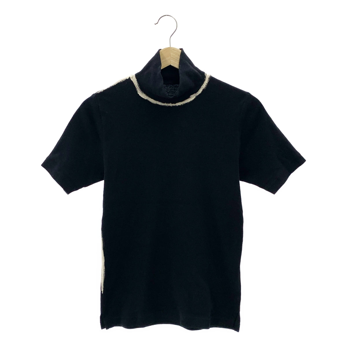 Y's / ワイズヨウジヤマモト | DISCHARGE PRINTING HIGH NECK HALF SLEEVE T ディスチャージ プリント ハイネック Tシャツ | 2 | ブラック / ベージュ | レディース