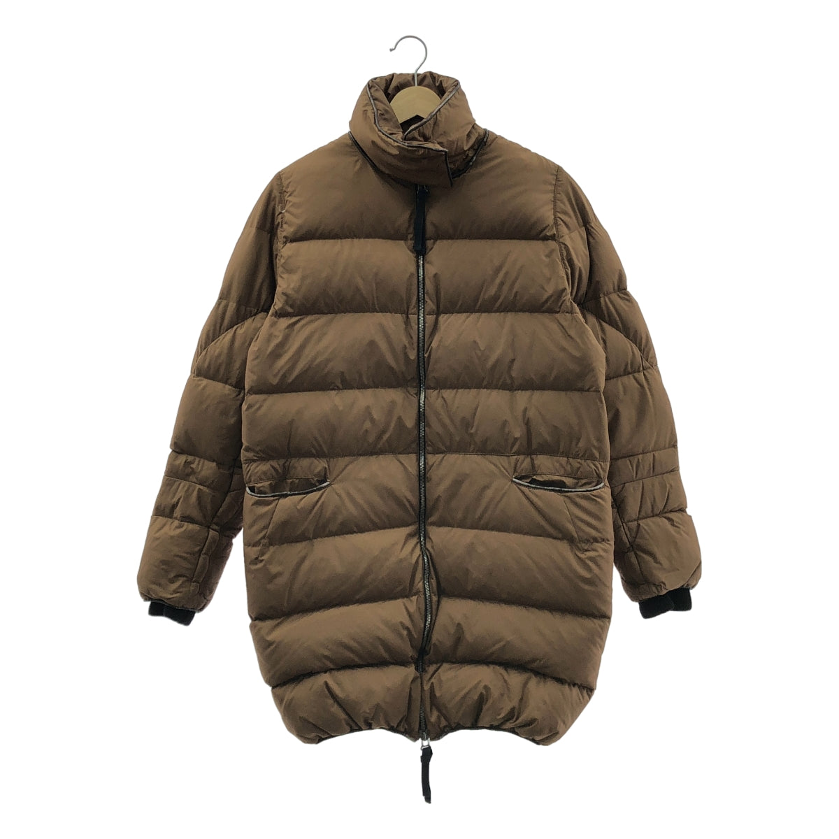 MARNI / マルニ | 2way パイピングレザー ダウンコート | 38 | ブラウン/ブラック | レディース