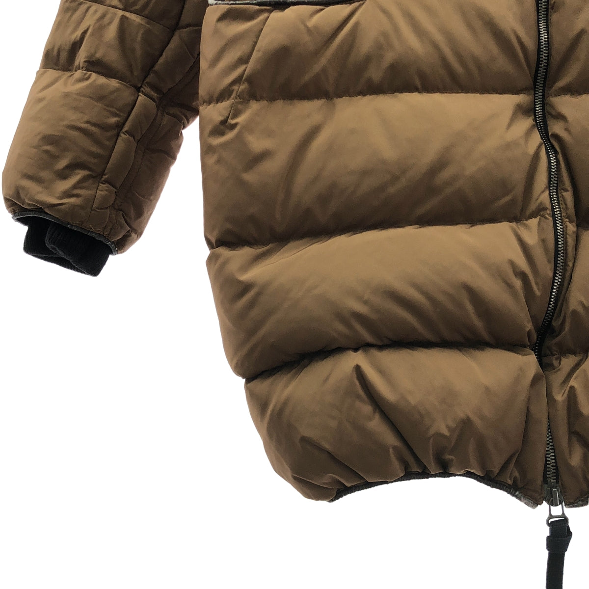 MARNI / マルニ | 2way パイピングレザー ダウンコート | 38 | ブラウン/ブラック | レディース