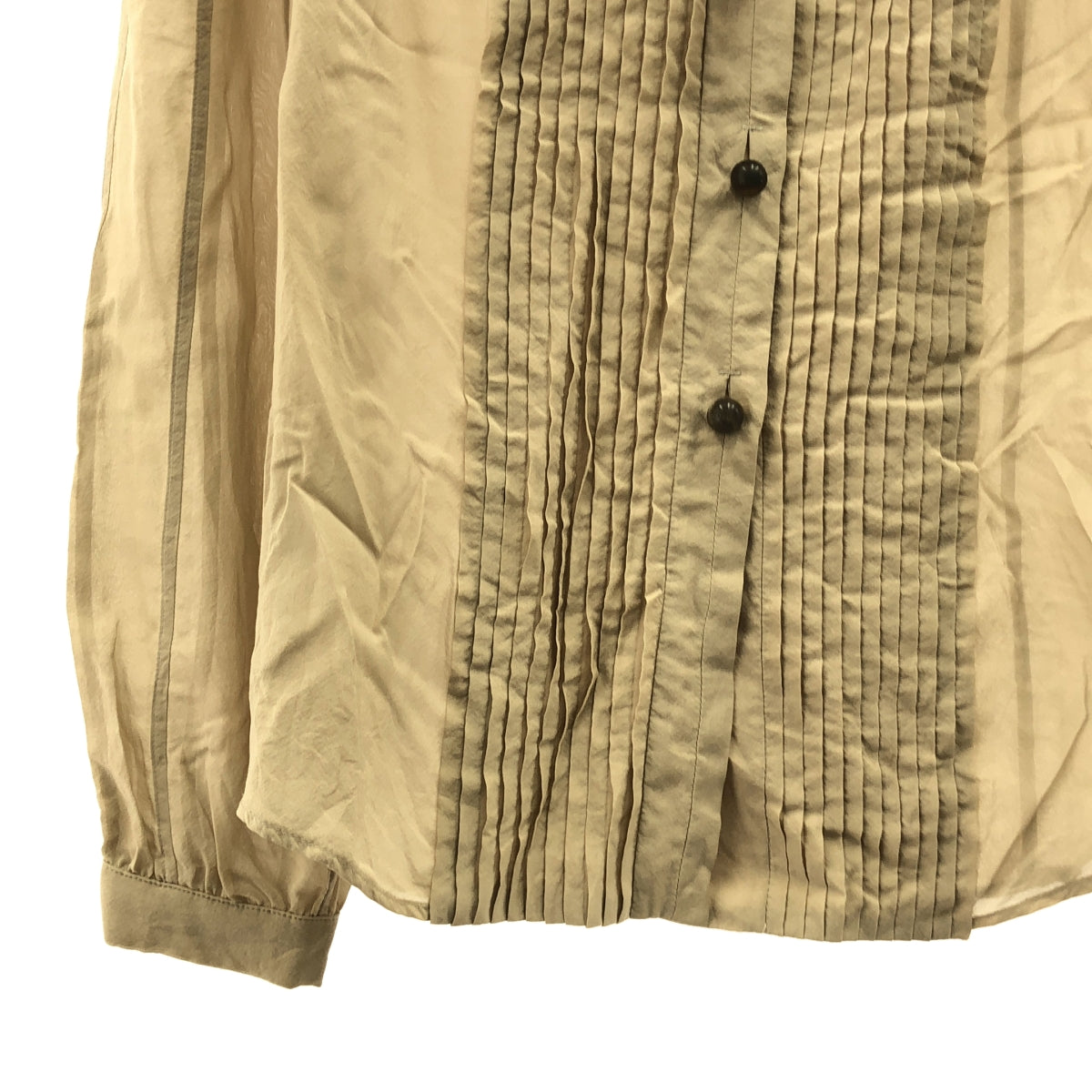 GUCCI / グッチ | シルク ボウタイ ピンタック ブラウス | 36 | ベージュ | レディース