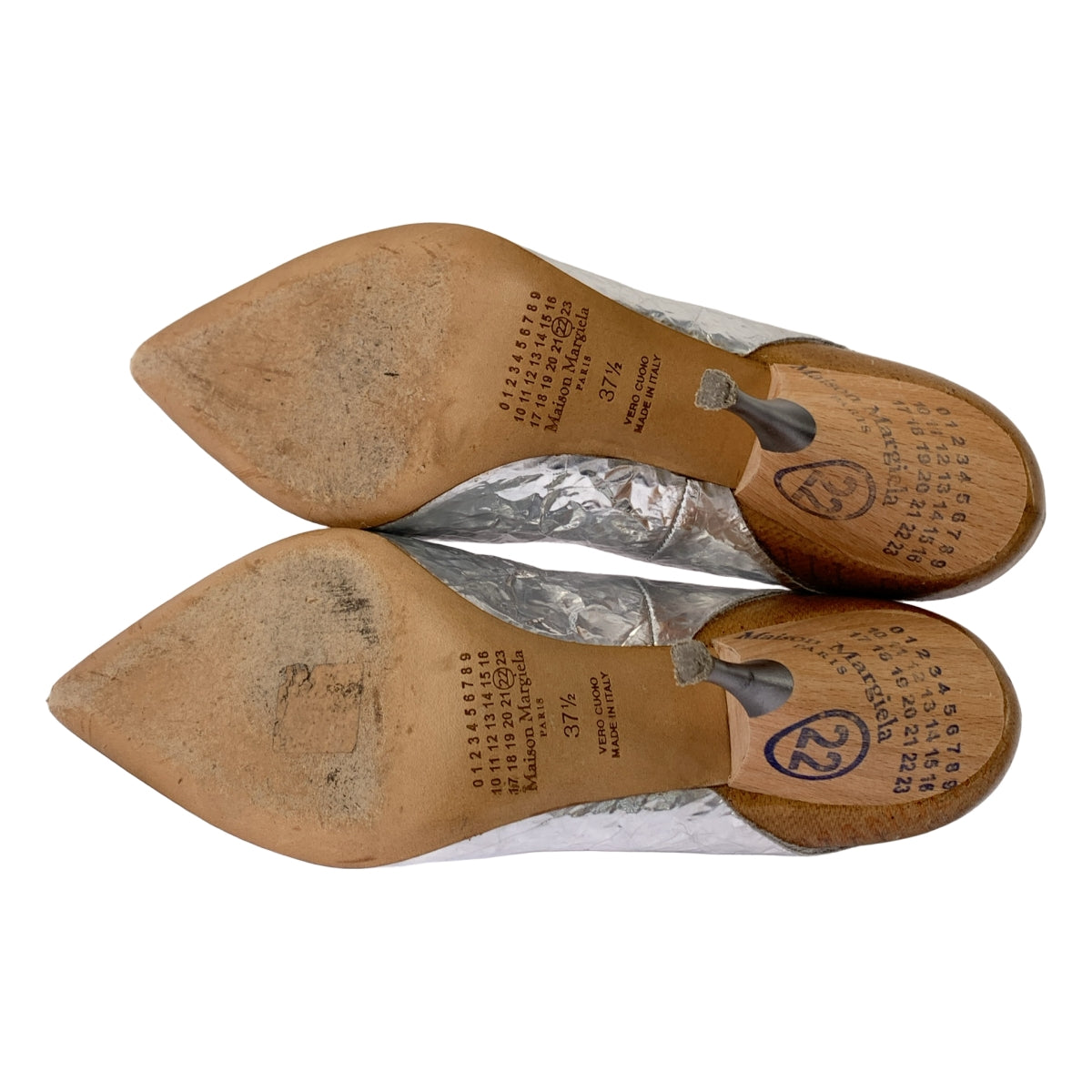 Maison Margiela | 金屬木跟高跟鞋 | 尺寸 37 1/2 | 銀色 | 女款