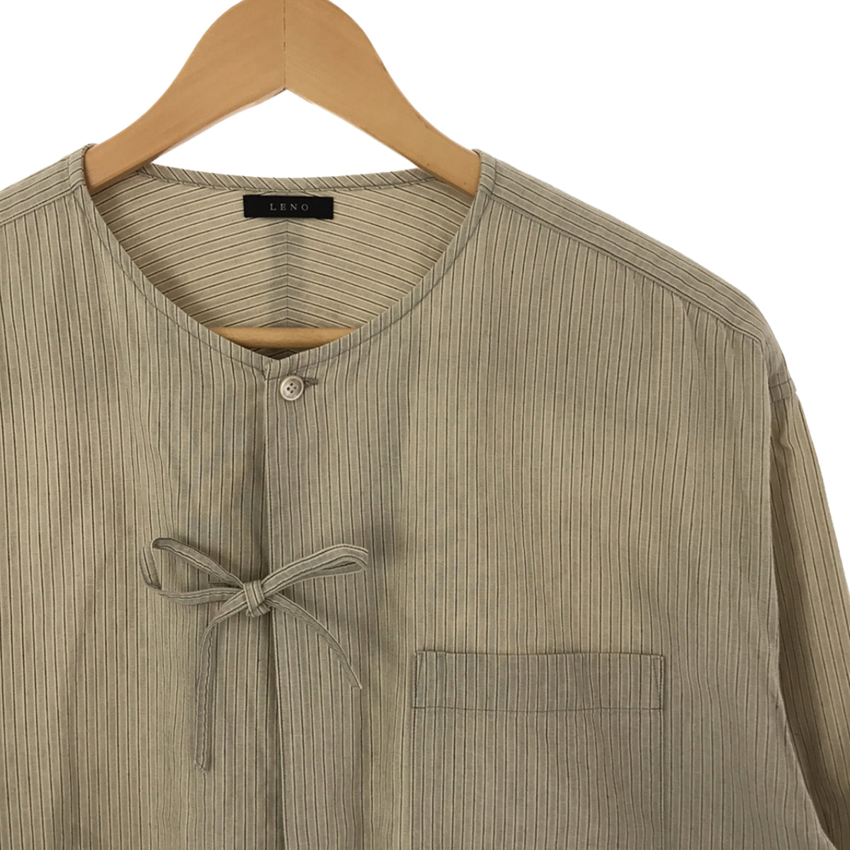 [Good Condition] LENO | Striped No-Collar Shirt | 0 | BEIGE | Women's