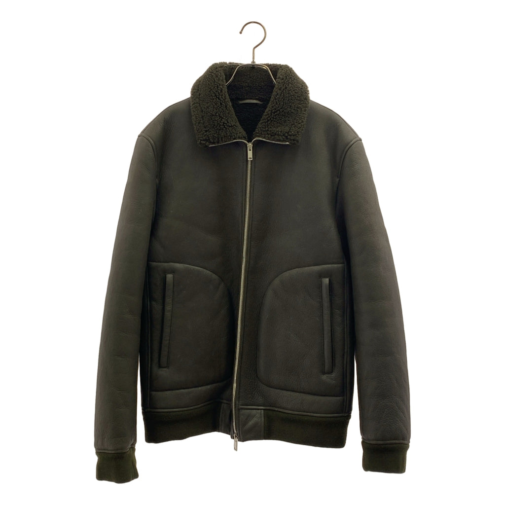 【美品】 theory / 理論 | 羊皮 羊羔毛 刷毛 連帽外套 夾克 | M | 深橄欖色系 | 男式