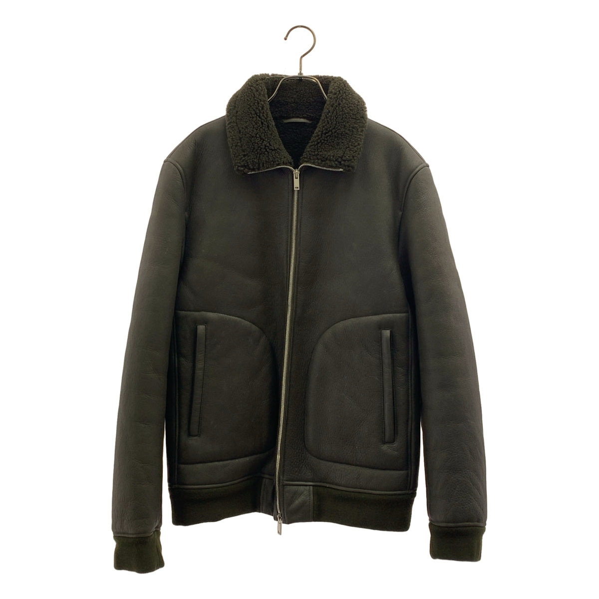 【美品】 theory / 理論 | 羊皮 羊羔毛 刷毛 連帽外套 夾克 | M | 深橄欖色系 | 男式