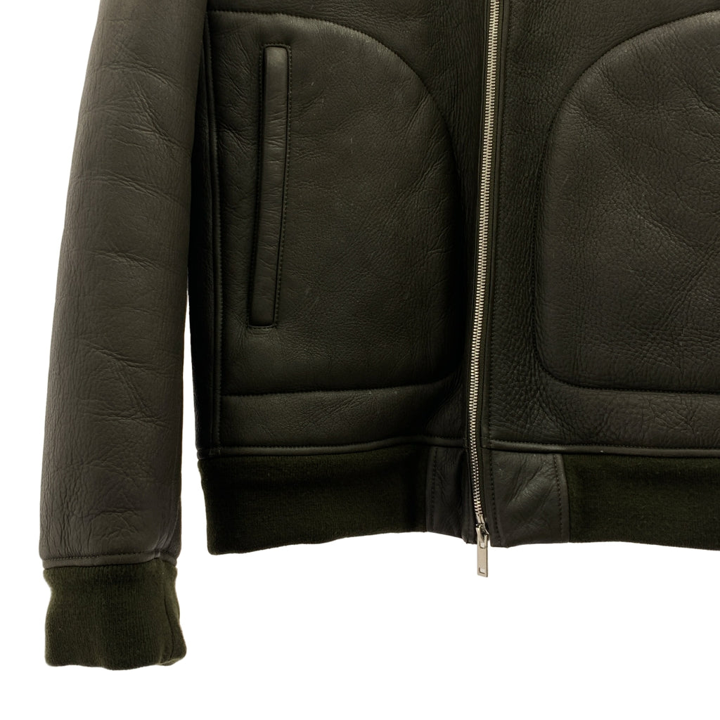 【美品】 theory / 理論 | 羊皮 羊羔毛 刷毛 連帽外套 夾克 | M | 深橄欖色系 | 男式