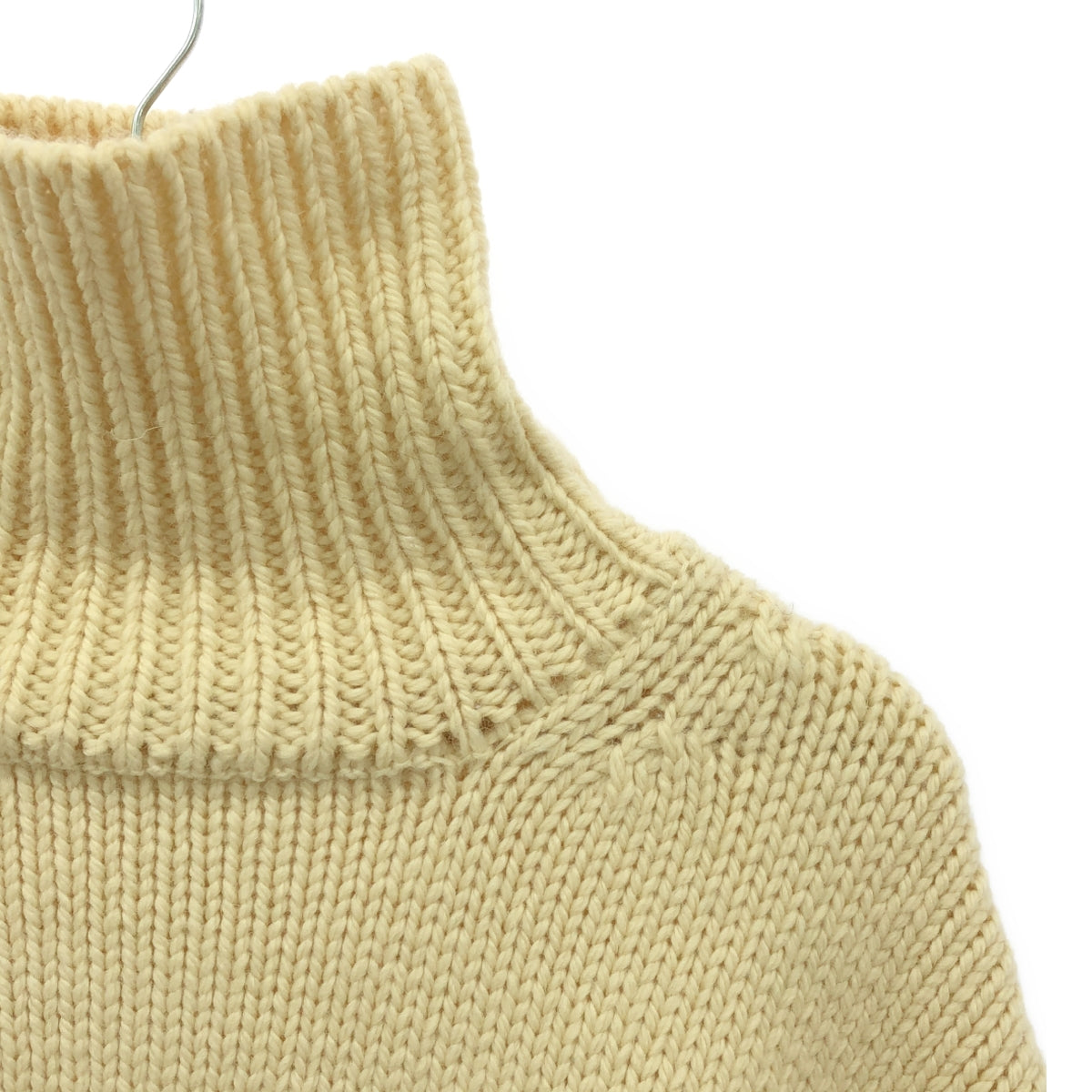 WONDER FULL LIFE / ワンダーフルライフ | × TAKt HAND KNIT ウール 切替 ハイネック ニット | F | アイボリー | レディース