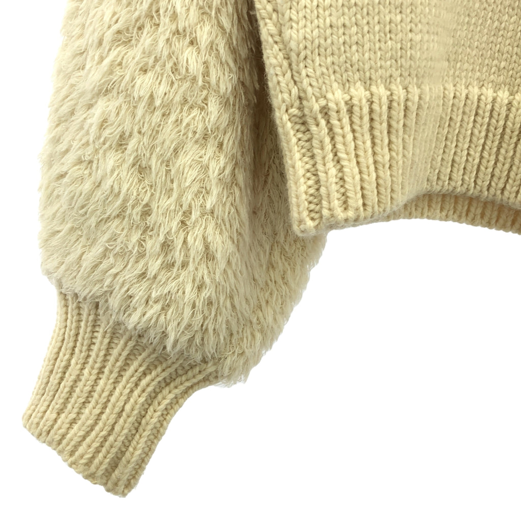 WONDER FULL LIFE / ワンダーフルライフ | × TAKt HAND KNIT ウール 切替 ハイネック ニット | F | アイボリー | レディース