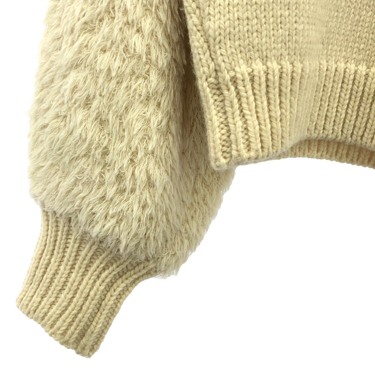 WONDER FULL LIFE / ワンダーフルライフ | × TAKt HAND KNIT ウール 切替 ハイネック ニット | F | アイボリー | レディース