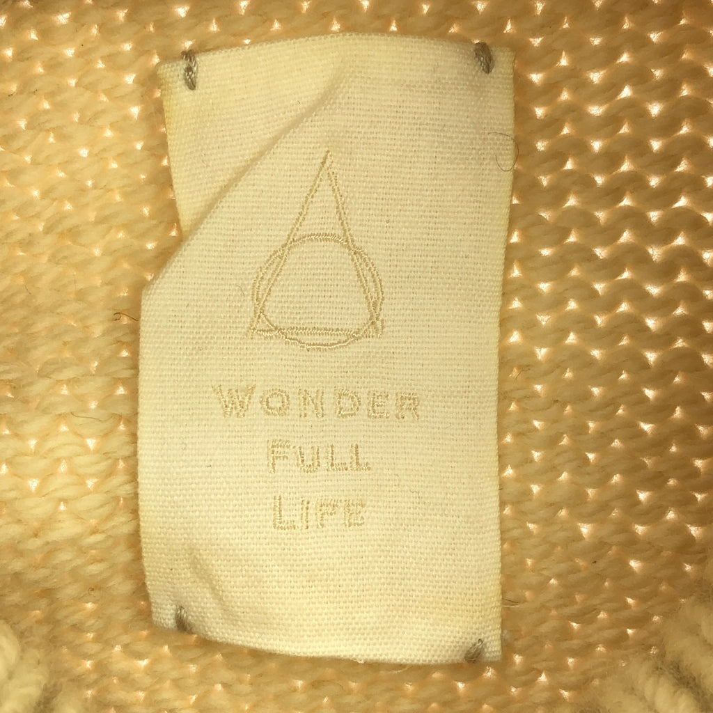 WONDER FULL LIFE / ワンダーフルライフ | × TAKt HAND KNIT ウール 切替 ハイネック ニット | F | アイボリー | レディース