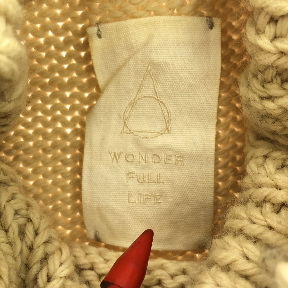 WONDER FULL LIFE / ワンダーフルライフ | × TAKt HAND KNIT ウール 切替 ハイネック ニット | F | アイボリー | レディース