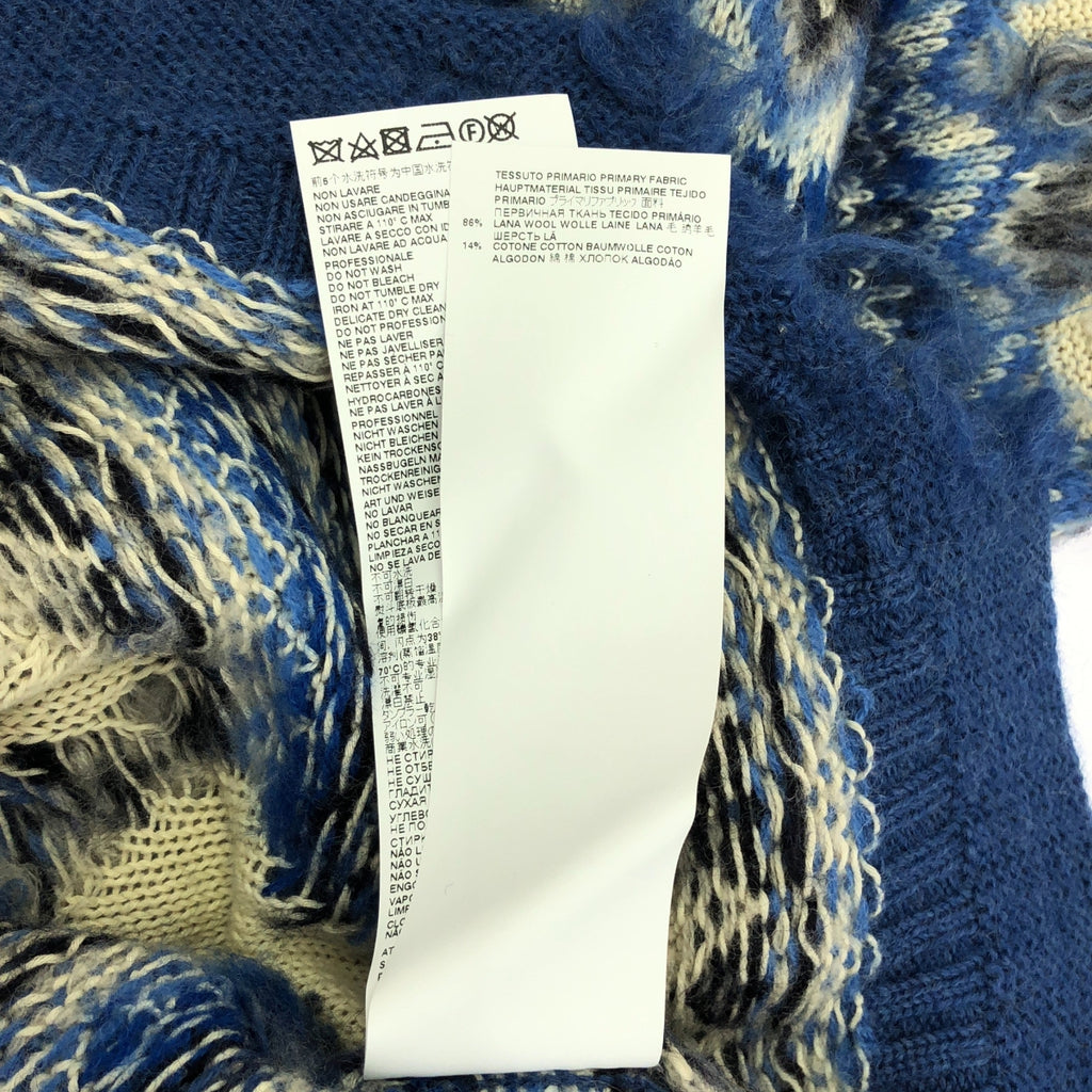 [狀況良好] Maison Margiela | 2022春夏 |嵌花毛衣 做舊針織 | XS |藍色/黑色/象牙色|女性的