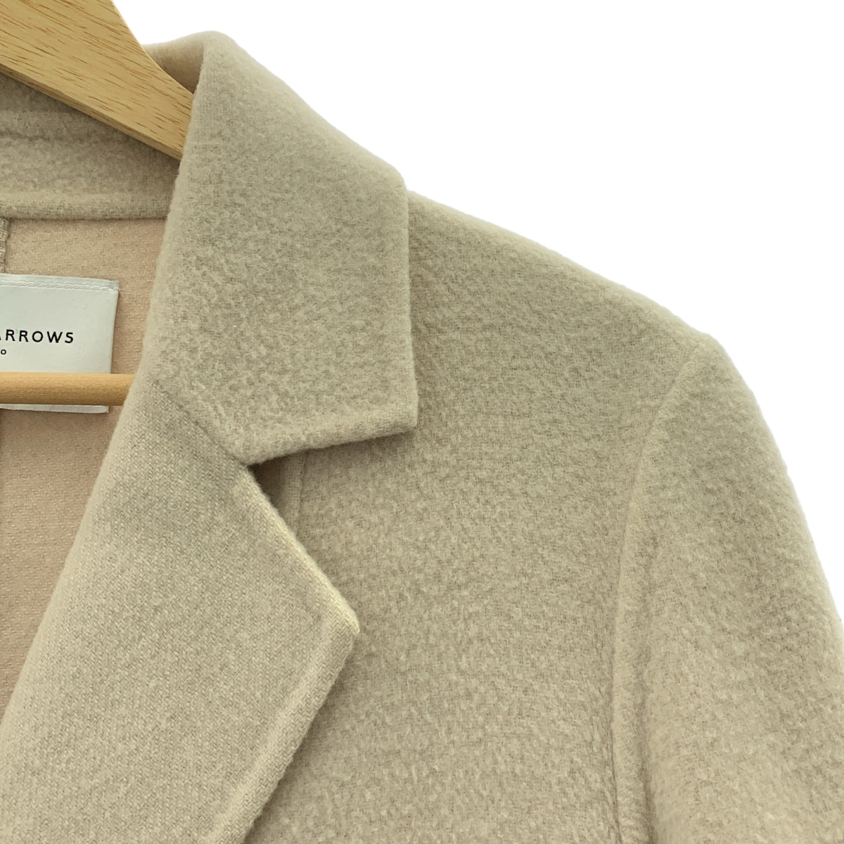 UNITED ARROWS | 羊毛雙排扣河大衣 | 尺寸 36 | 象牙色 | 女款