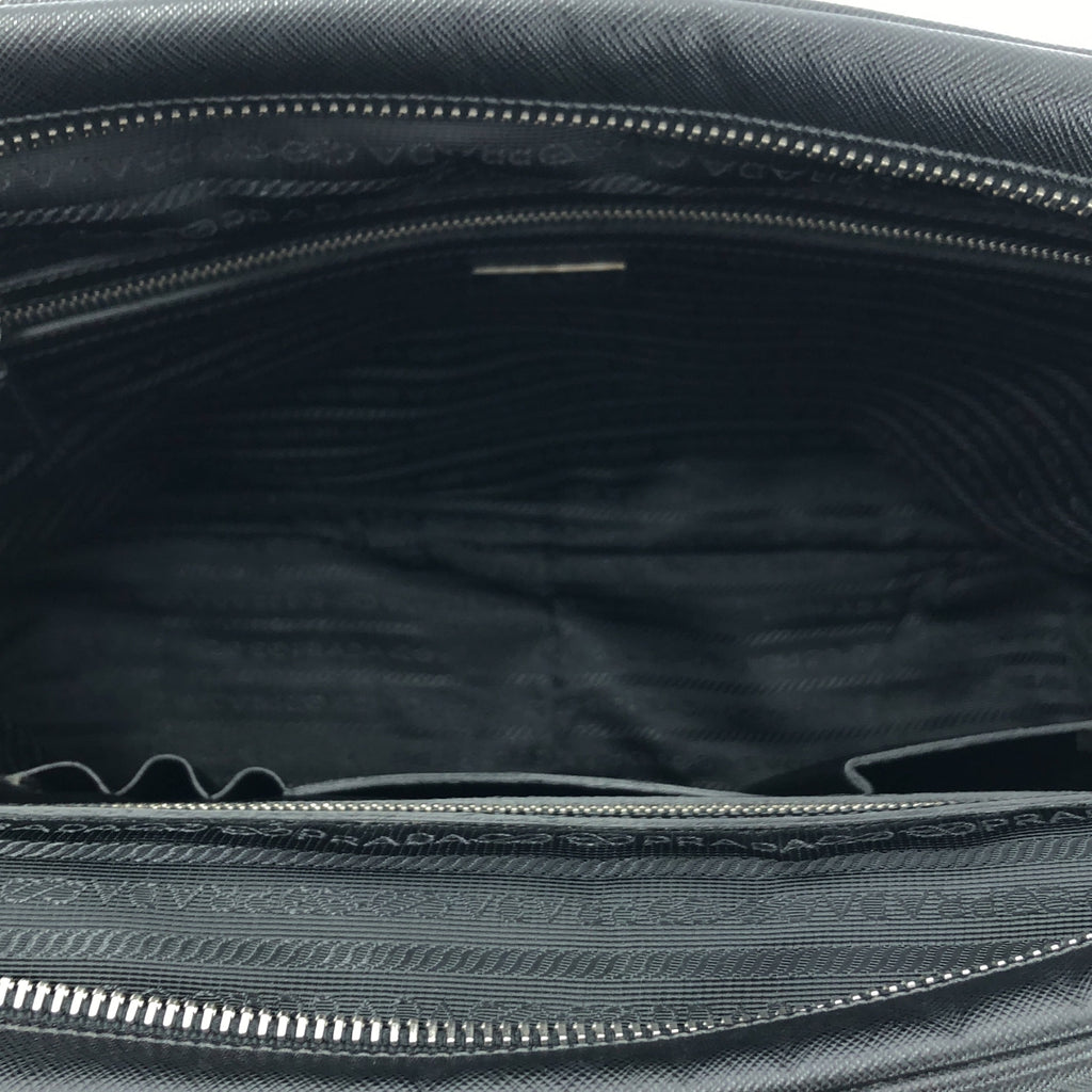 PRADA / 프라다 | VS0305 SAFFIANO TRAVEL / 삼각 로고 사피아노 비즈니스 서류 가방 토트 백 | 블랙 | 남성
