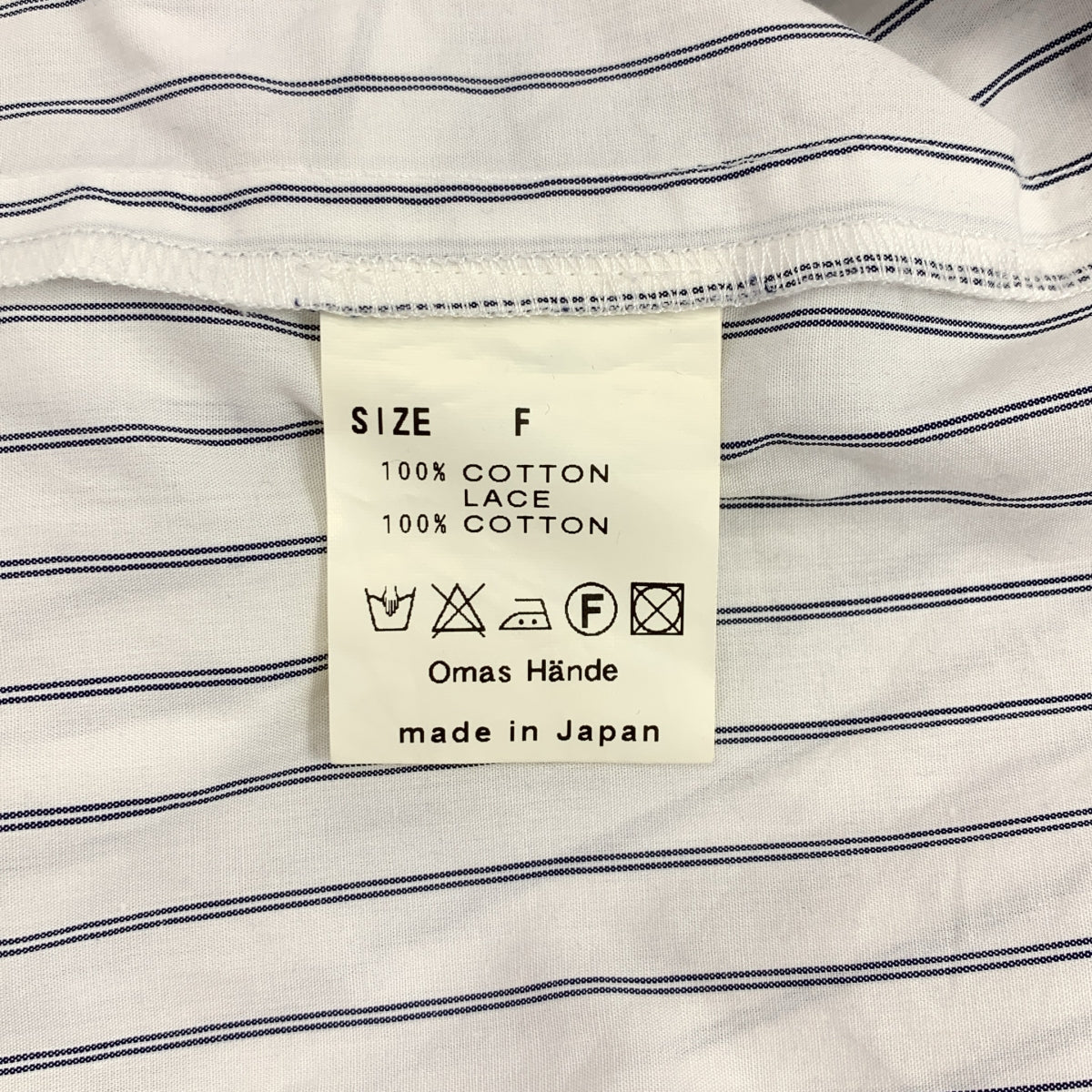 Omas Hande / オーマスヘンデ | コットン ストライプ シャツワンピース | F | ホワイト/ネイビー | レディース