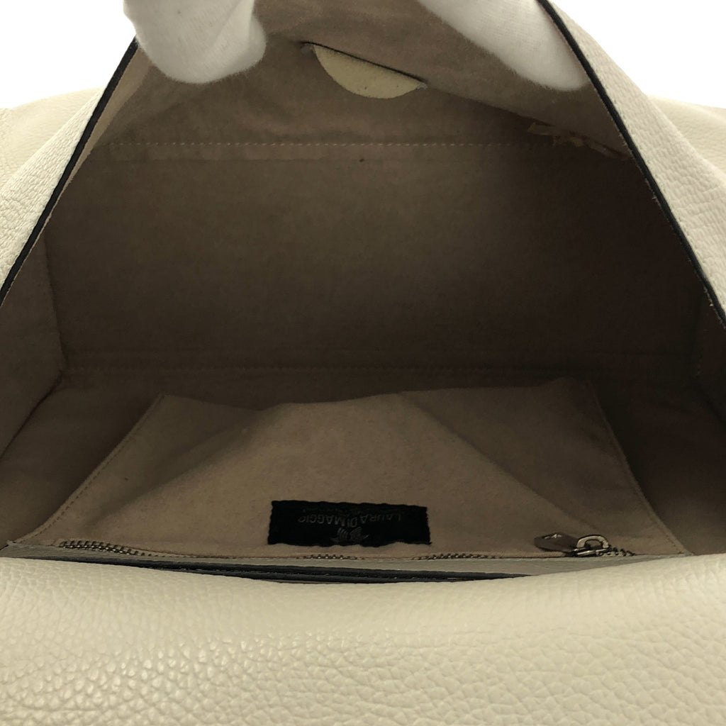 【미품】 LAURA DI MAGGIO / 로라 디마지오 | 2way 가죽 플랩 핸드백 | 베이지 |