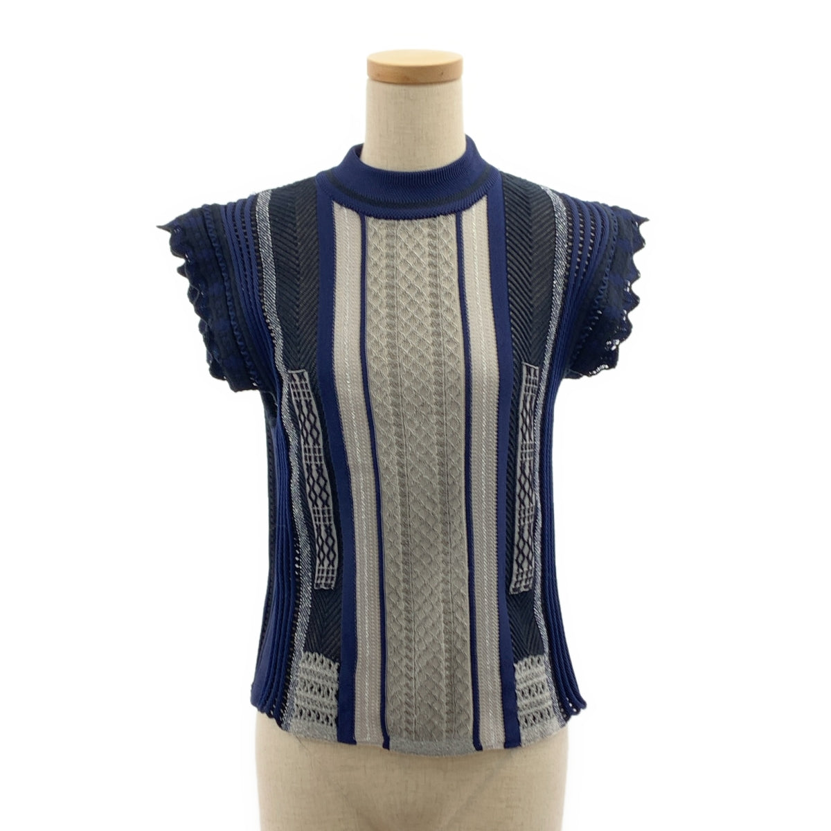 Mame Kurogouchi / 마메쿠로고우치 | Net Stripe Tops 니트 베스트 | 1 |