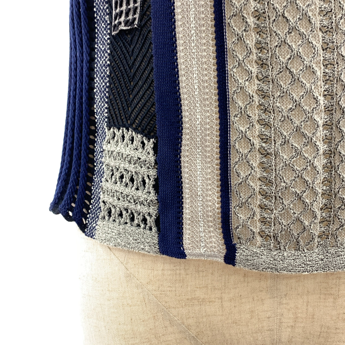 マメクロゴウチ　ベスト mame kurogouchi(マメクロゴウチ) Net Stripe TopsニットベストMM20SS