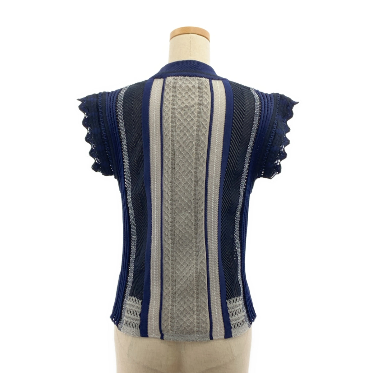マメクロゴウチ ニットベスト Mame Kurogouchi / マメクロゴウチ | Net Stripe Tops ニット ベスト