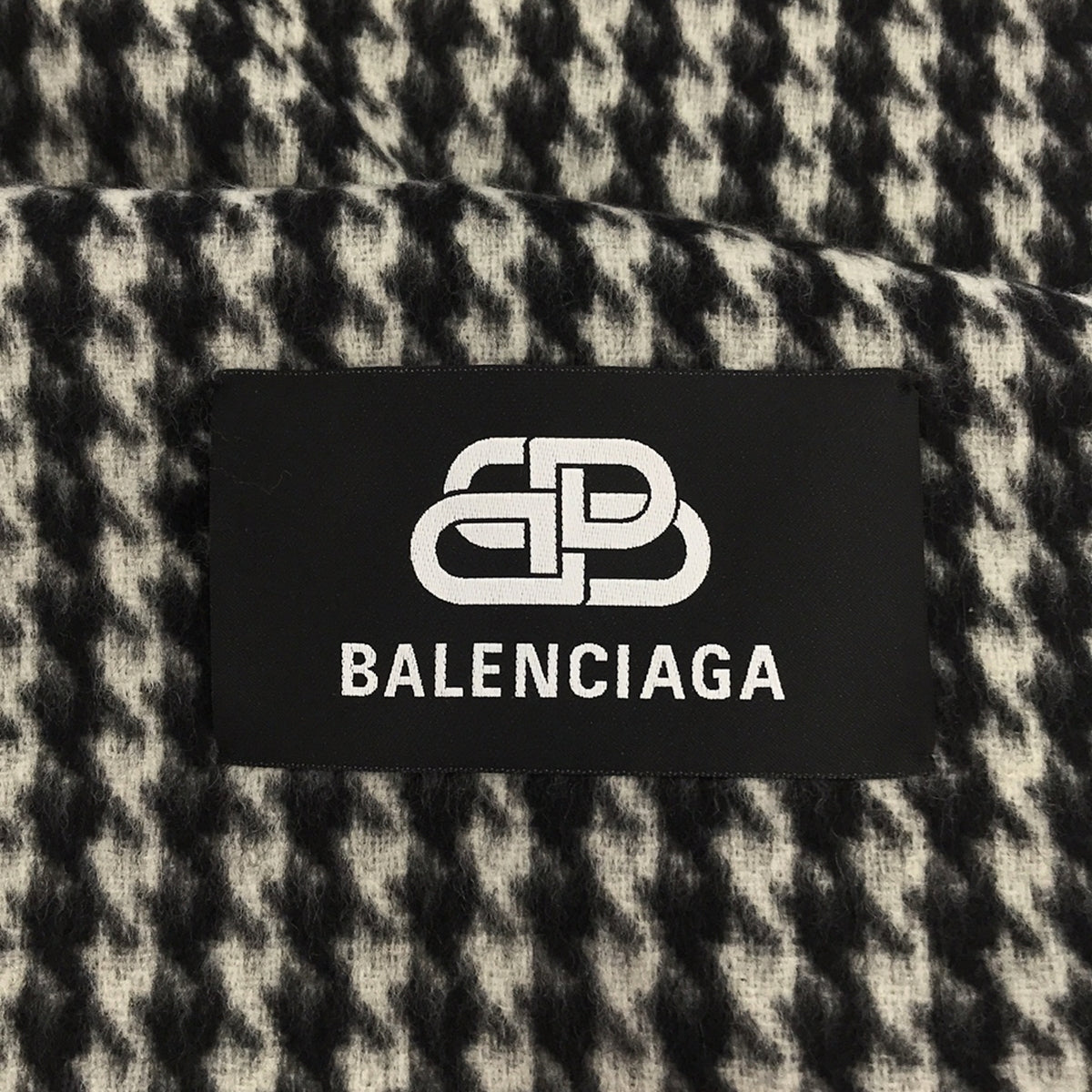 BALENCIAGA / バレンシアガ | カシミヤ ウール 千鳥格子柄 ロゴ フリンジストール マフラー | – KLD