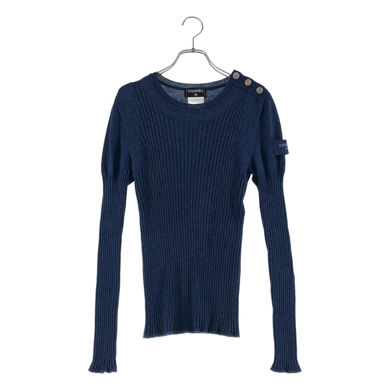 CHANEL / 香奈兒 | 羊毛 絲綢 Coco Button 羅紋針織衫 | 38 | 女款