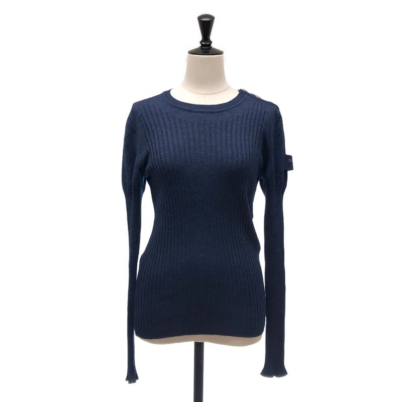 CHANEL / 香奈兒 | 羊毛 絲綢 Coco Button 羅紋針織衫 | 38 | 女款