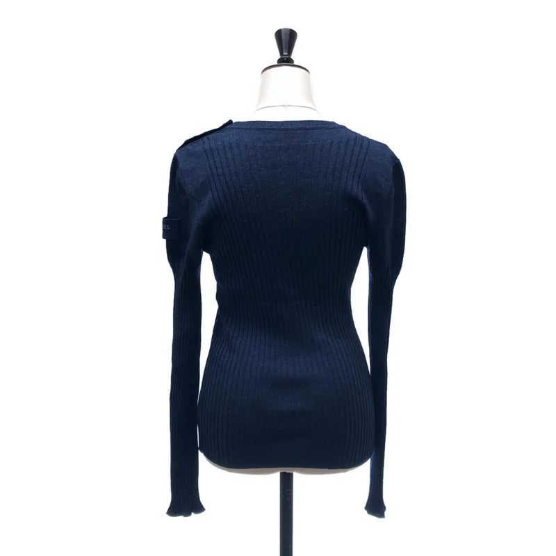 CHANEL / シャネル | ウール シルク ココボタン リブニット | 38 | レディース