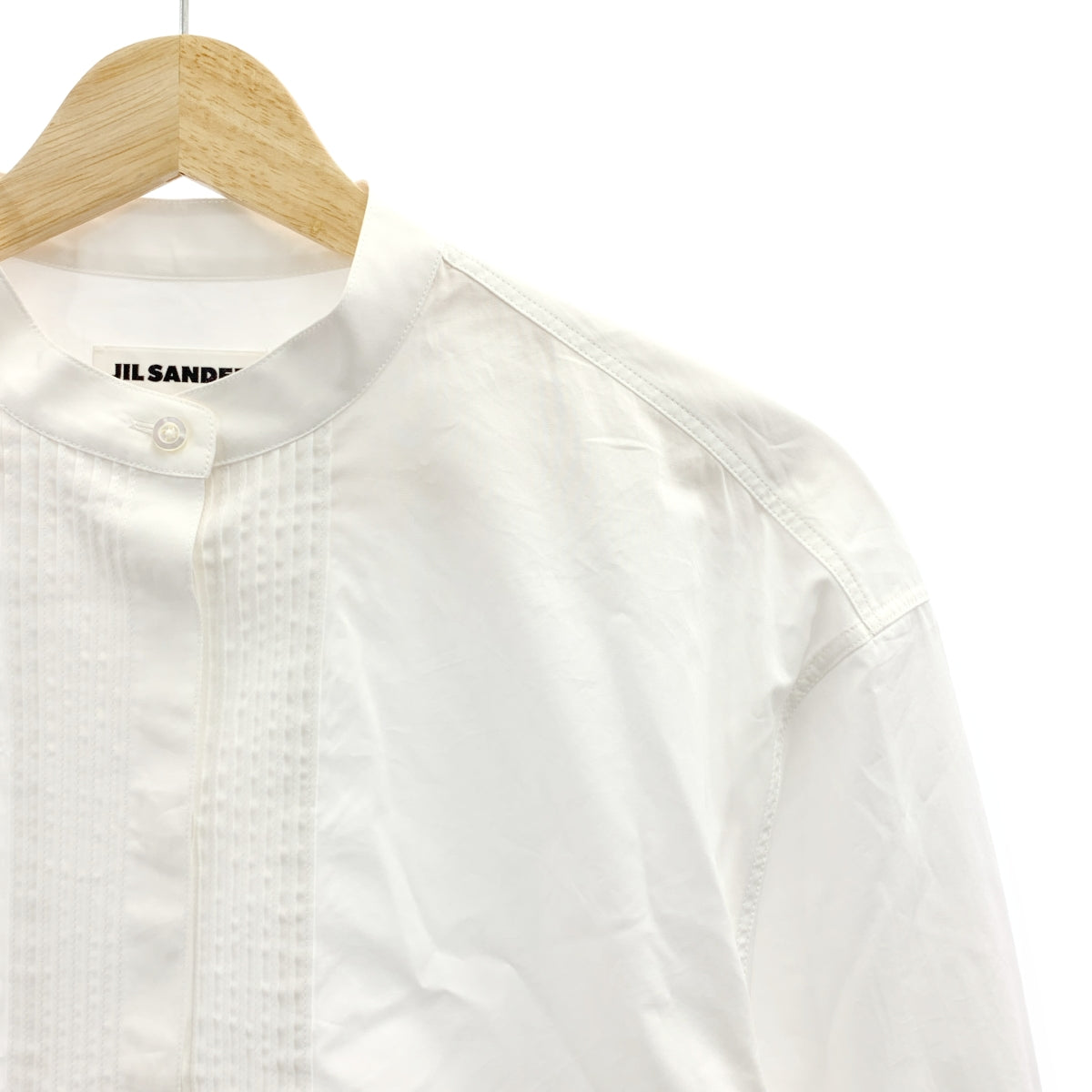 JIL SANDER / 질산더 | 2024SS | THURSDAY 코튼 핀탁 밴드 컬러 셔츠 | 36 | 화이트 | 여성