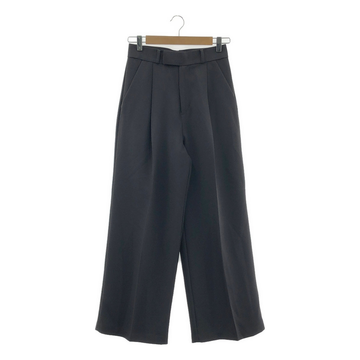 【美品】  nano・universe / ナノユニバース | 2025SS | ツイル タック ワイド スラックス パンツ | M | チャコール | レディース