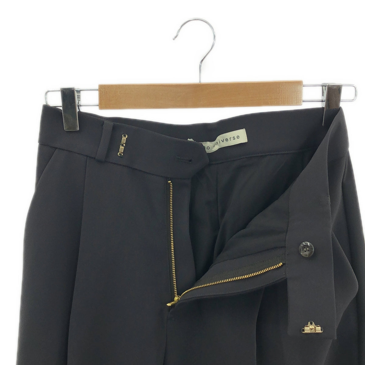 【美品】  nano・universe / ナノユニバース | 2025SS | ツイル タック ワイド スラックス パンツ | M | チャコール | レディース