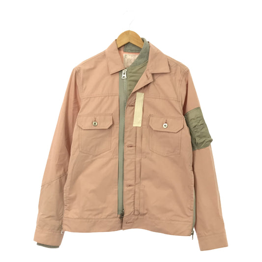 【美品】  sacai / サカイ | Cotton Nylon Oxford Blouson / 異素材 切替 ドッキング オックスフォード ブルゾン ジャケット | 1 | ピンク/グレー | メンズ