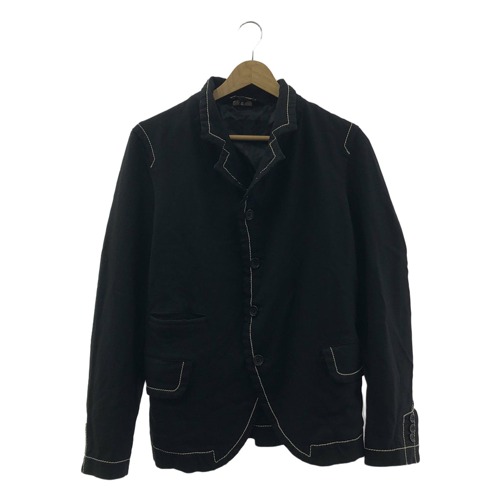 BLACK COMME des GARCONS / ブラックコムデギャルソン | 2015SS | ポリ縮絨 ステッチ テーラードジャケット | S | ブラック/ホワイト | レディース