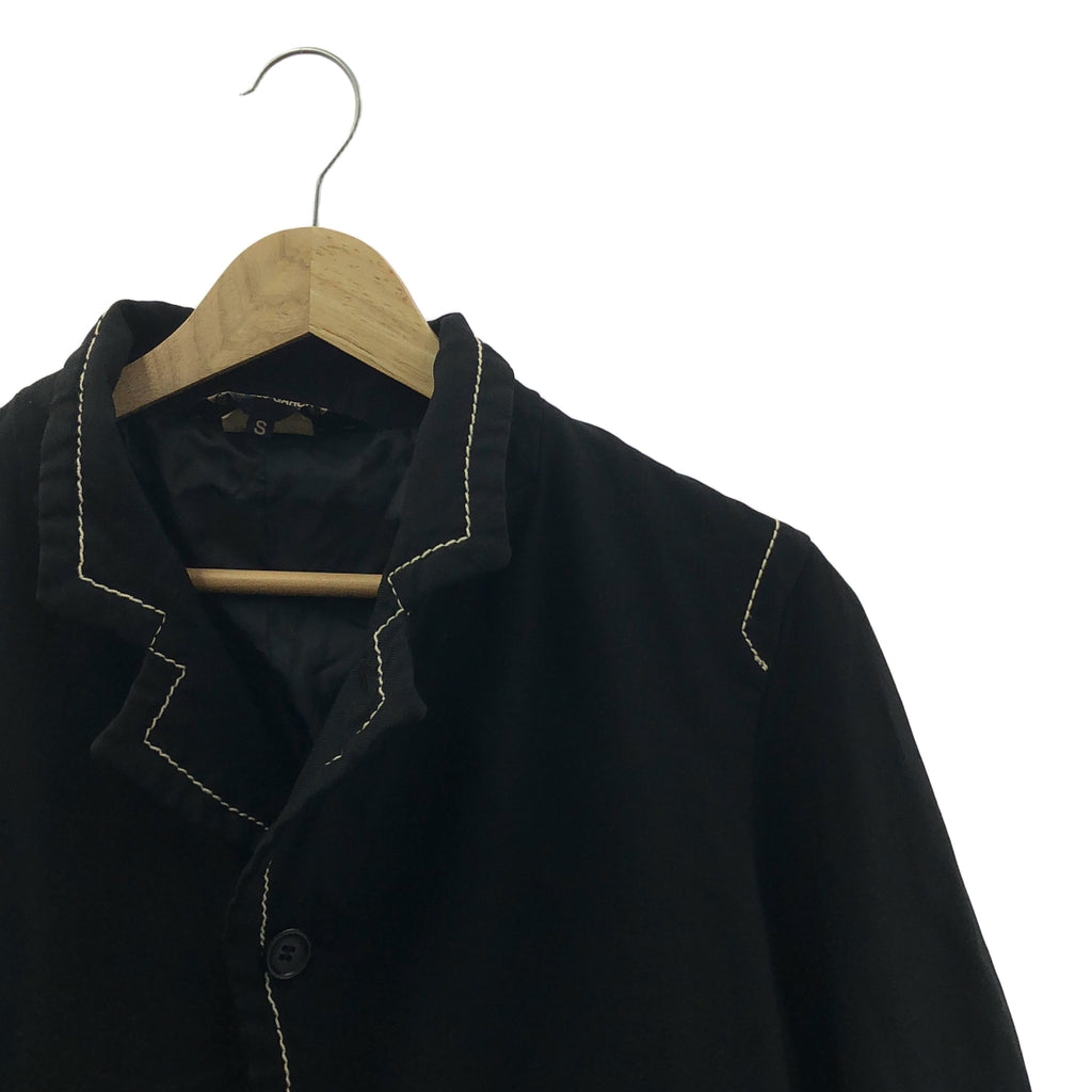 BLACK COMME des GARCONS / ブラックコムデギャルソン | 2015SS | ポリ縮絨 ステッチ テーラードジャケット | S | ブラック/ホワイト | レディース