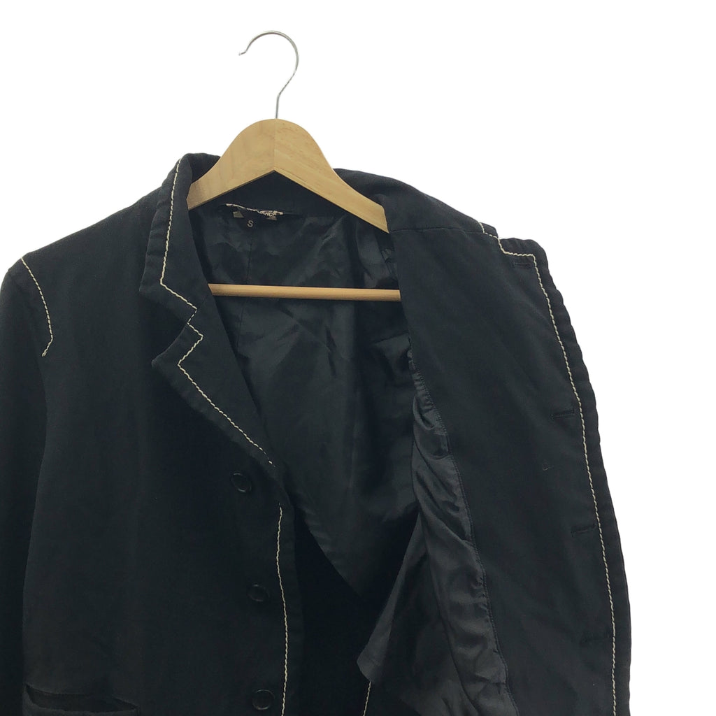 BLACK COMME des GARCONS / ブラックコムデギャルソン | 2015SS | ポリ縮絨 ステッチ テーラードジャケット | S | ブラック/ホワイト | レディース