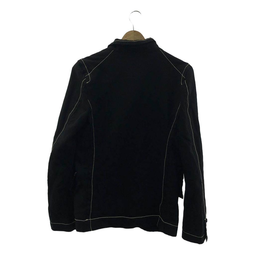 BLACK COMME des GARCONS / ブラックコムデギャルソン | 2015SS | ポリ縮絨 ステッチ テーラードジャケット | S | ブラック/ホワイト | レディース