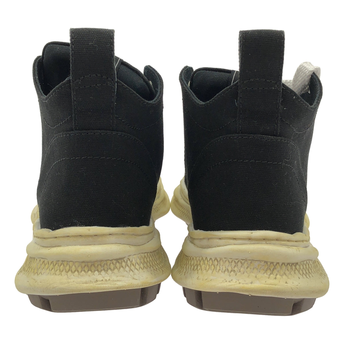 【미품】 MIHARA YASUHIRO / 미하라야스히로 | ROLL-TOE STAINING SHOES 롤투 미드컷 스니커즈 | 41 | 블랙 | 남성