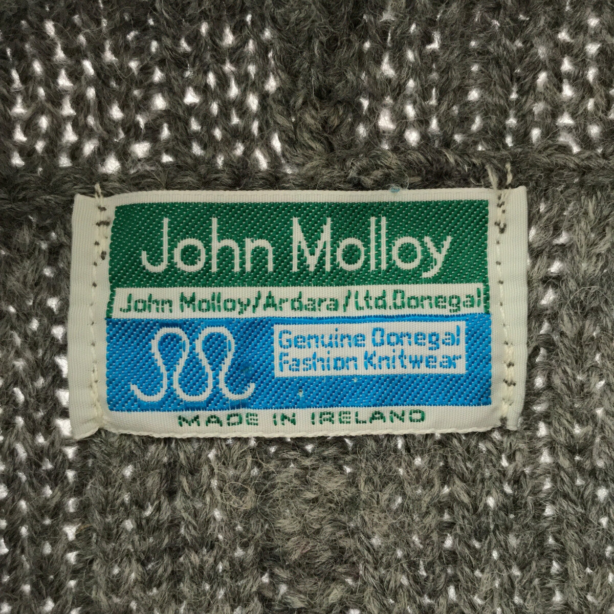 John Molloy / ジョンモロイ | 英国製 ウール アラン ケーブル ニットフーデッド カーディガン | グレー | レディース