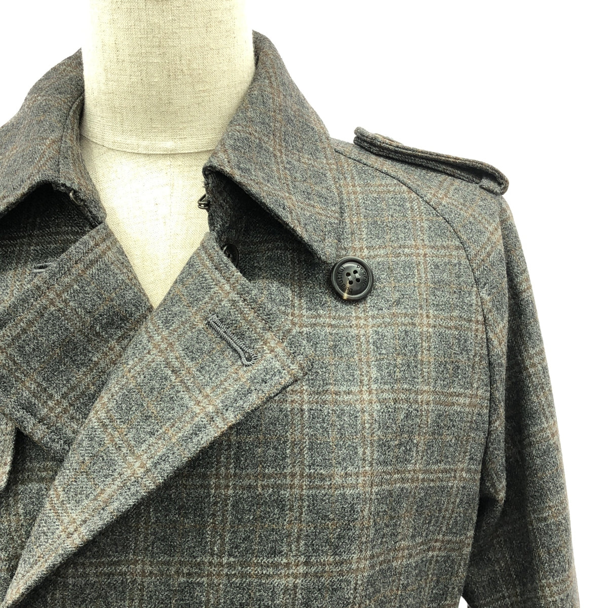 beautiful people / ビューティフルピープル | ×Loro Piana チェック ウール ショート トレンチコート | 140 | マルチカラー | レディース
