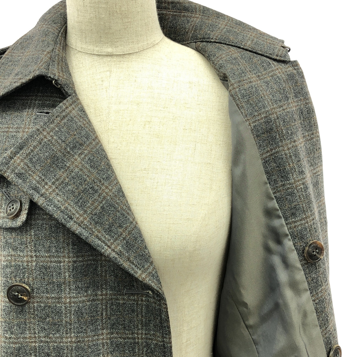 beautiful people / ビューティフルピープル | ×Loro Piana チェック ウール ショート トレンチコート | 140 | マルチカラー | レディース
