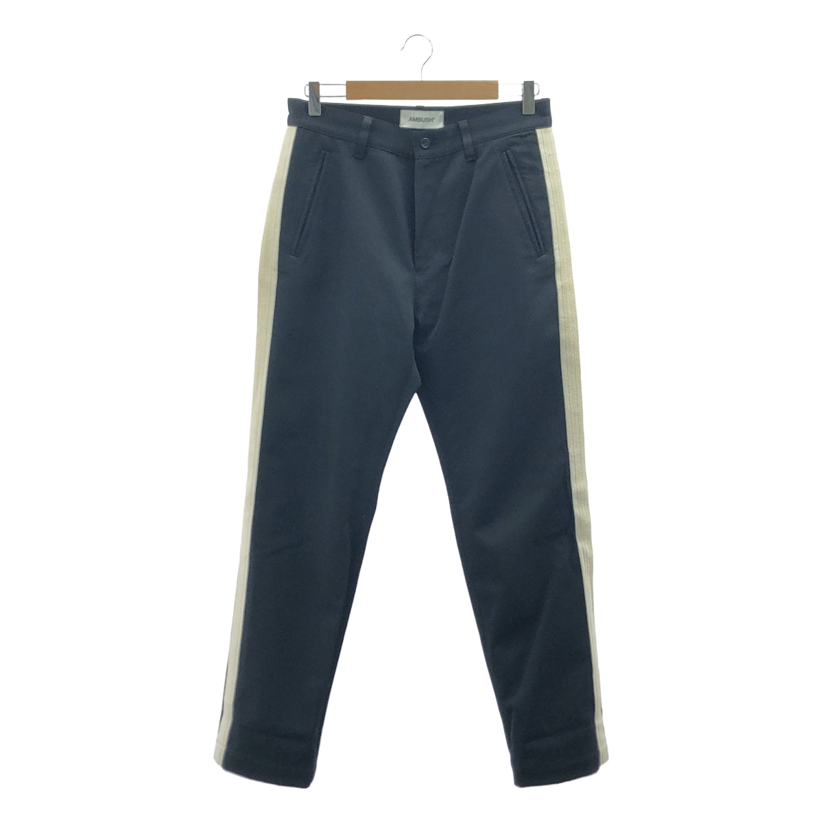 【美品】  AMBUSH / アンブッシュ | ウール サイドライン テーパードパンツ | 1 | ブラック / アイボリー | メンズ