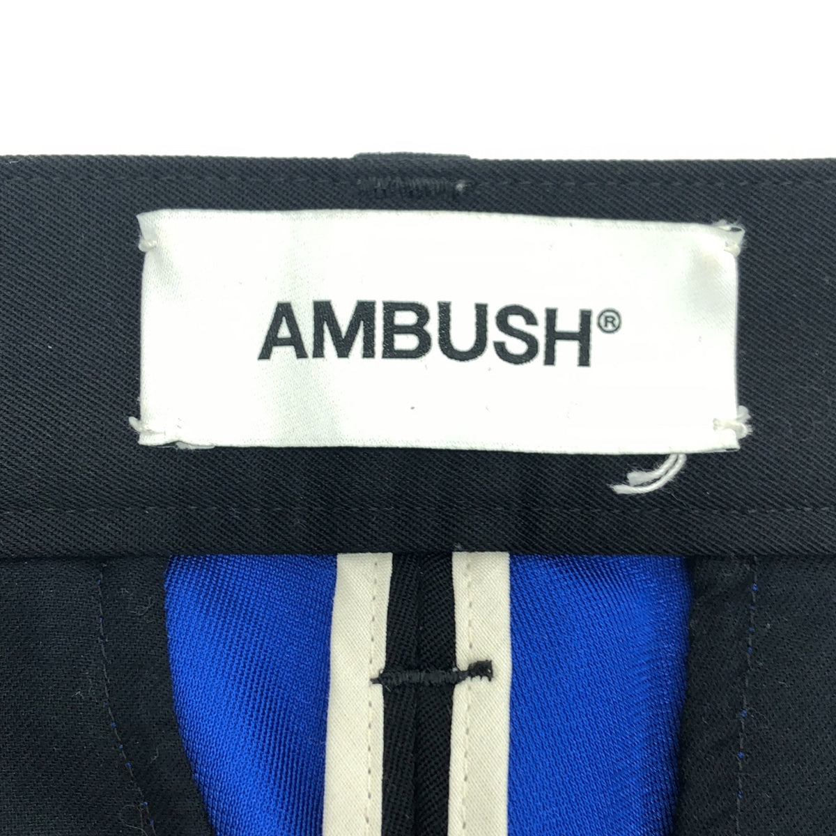 【美品】  AMBUSH / アンブッシュ | ウール サイドライン テーパードパンツ | 1 | ブラック / アイボリー | メンズ