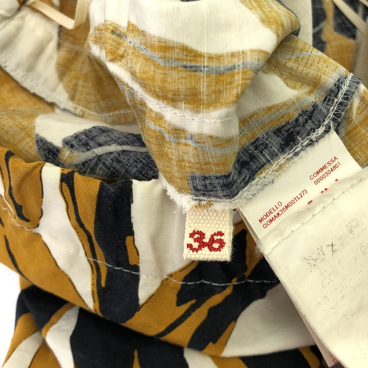 MARNI / マルニ | リーフプリント ロングスカート | 36 | イエロー/ネイビー/ホワイト | レディース