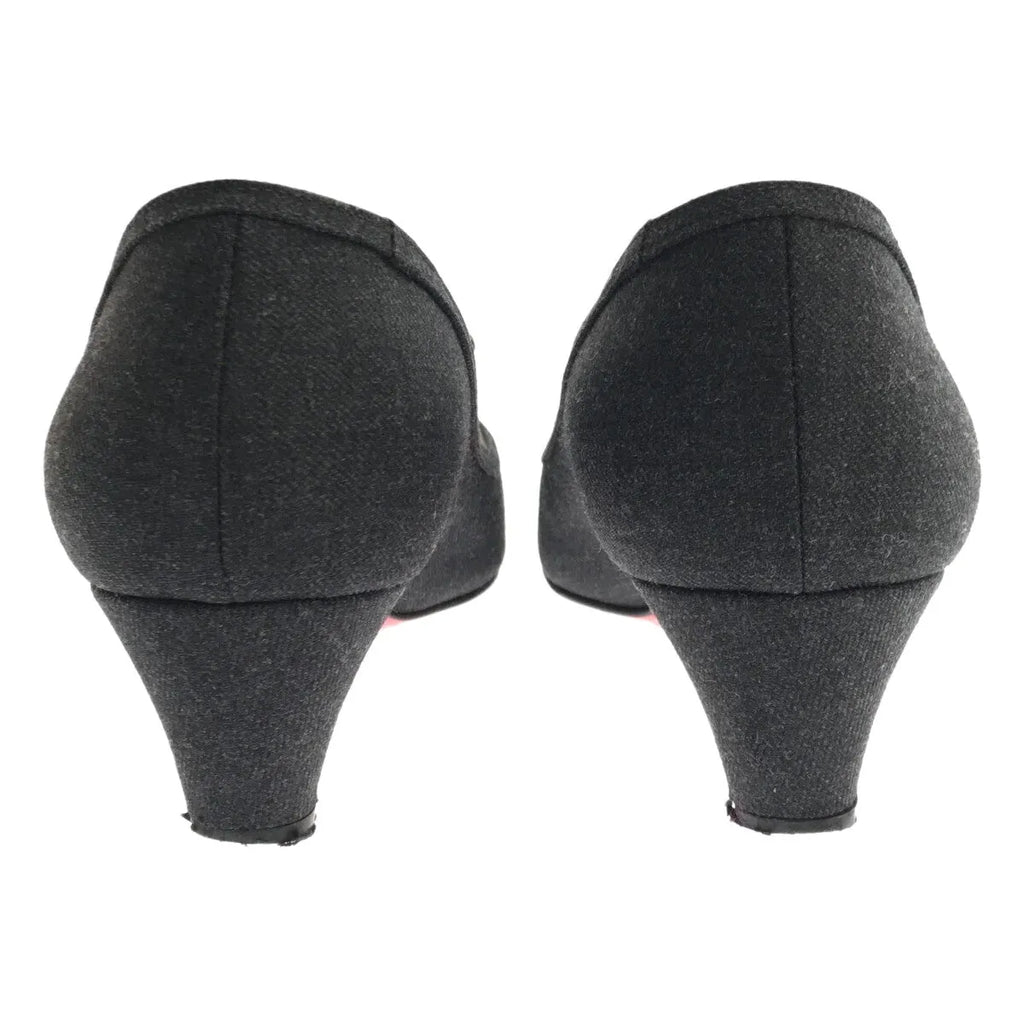 Christian Louboutin / クリスチャンルブタン | MILADY 45 FLANNEL オープントゥ リボン パンプス | 37 1/2 | グレー | レディース