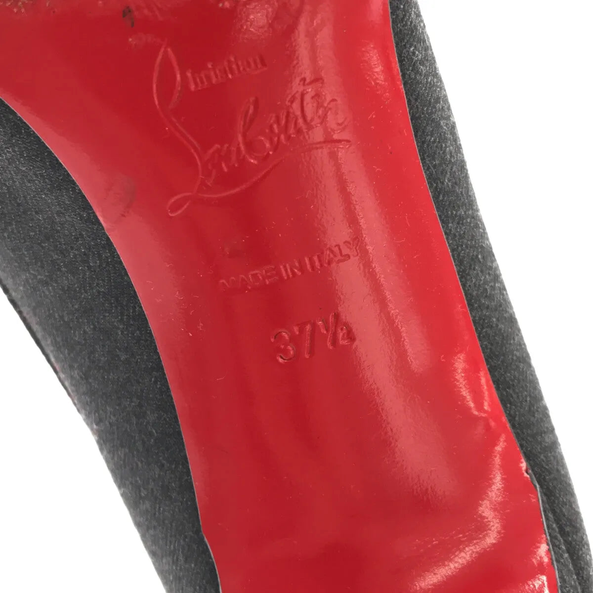 Christian Louboutin / クリスチャンルブタン | MILADY 45 FLANNEL オープントゥ リボン パンプス | 37 1/2 | グレー | レディース