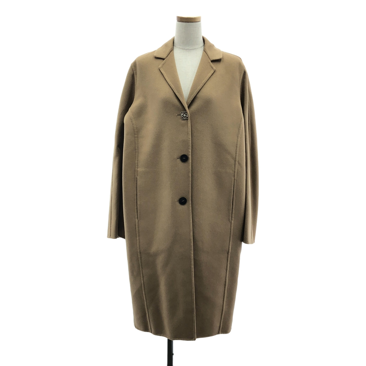【美品】  LOEWE / ロエベ | カシミヤ ウール アナグラム シングルチェスターコート | 34 | ブラウン | レディース