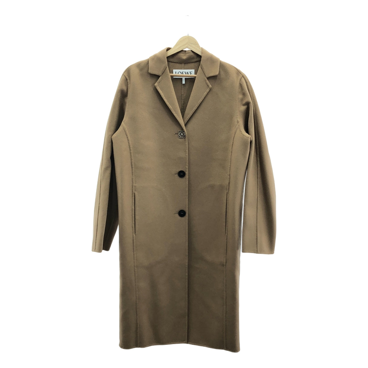 【美品】  LOEWE / ロエベ | カシミヤ ウール アナグラム シングルチェスターコート | 34 | ブラウン | レディース